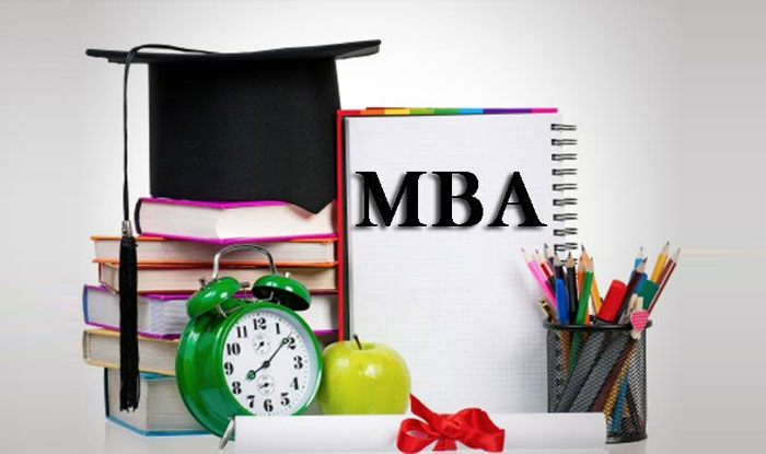 An abstract image of books, a degree, stationery etc depicting MBA