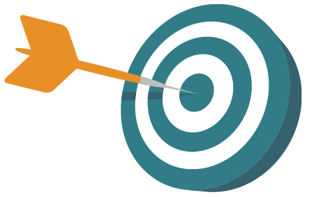 An image representing a dart board with a arrow that has hit the mark representing a goal.